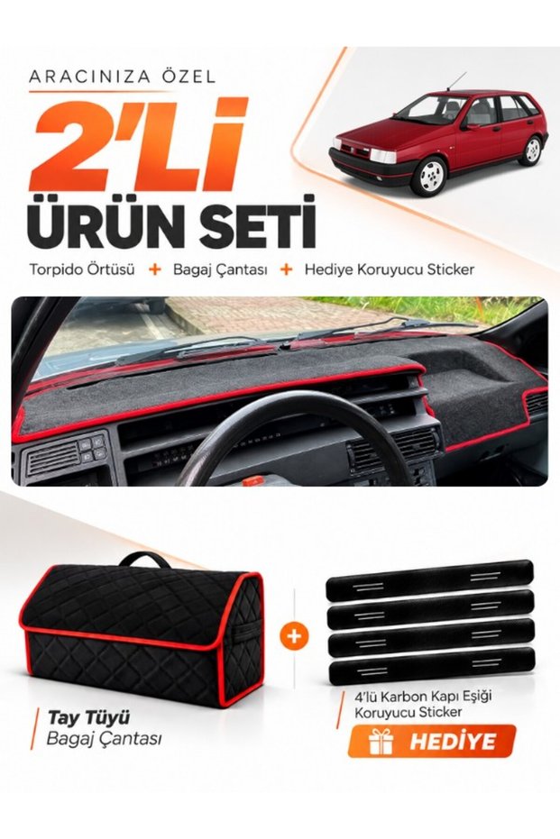 Glove Box Cover + Thai Feather Trunk Bag Set Fiat Tipo (1992-1997) Digital Console Compatible - Fi018