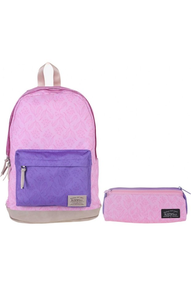 Wichlight Purple-Pink Floral School and Daily Backpack Set