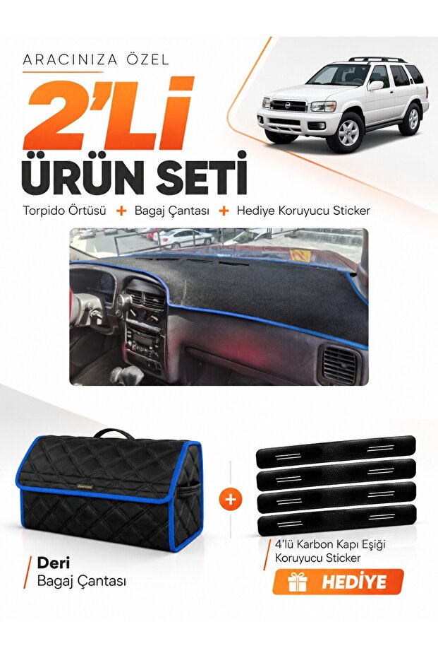 Nissan Pathfinder (1996-2000) Compatible Glove Box Cover + Leather Trunk Bag + Sticker Set - Ni012