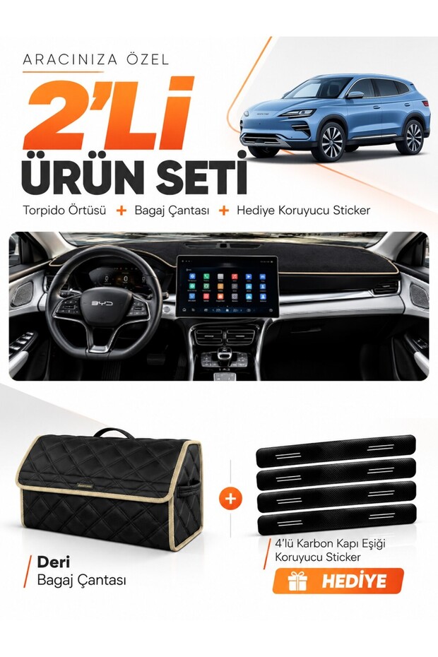Byd Seal U Dm (2024-on) Compatible Torpedo Cover + Leather Luggage Bag + Sticker Set - By001