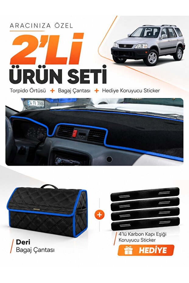 Honda Cr-V (1996-2001) Compatible Dashboard Cover + Leather Trunk Bag + Sticker Set - Ho013
