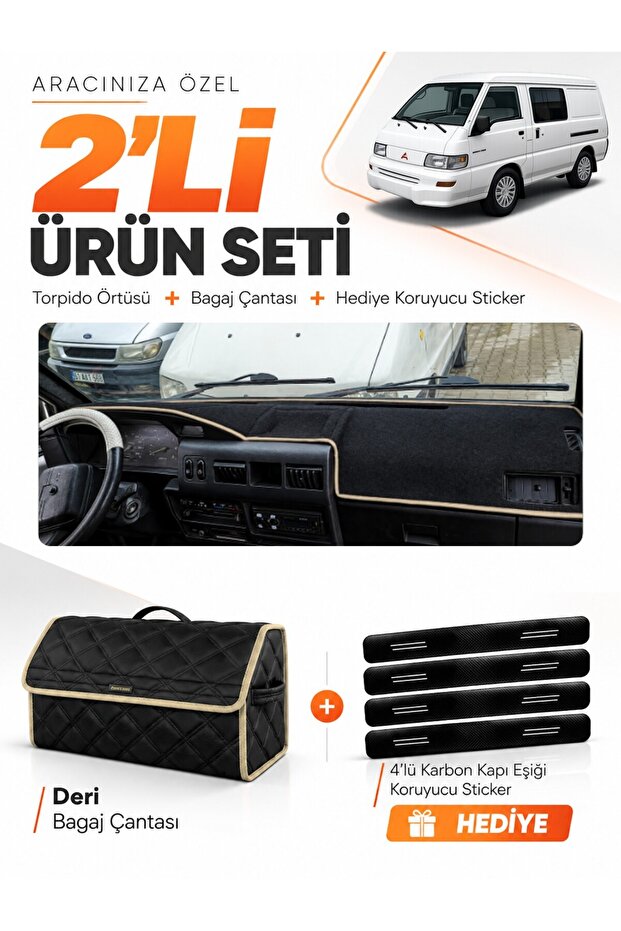 Mitsubishi L300 (2000-2010) Compatible Torpedo Cover + Leather Luggage Bag + Sticker Set - Mi011