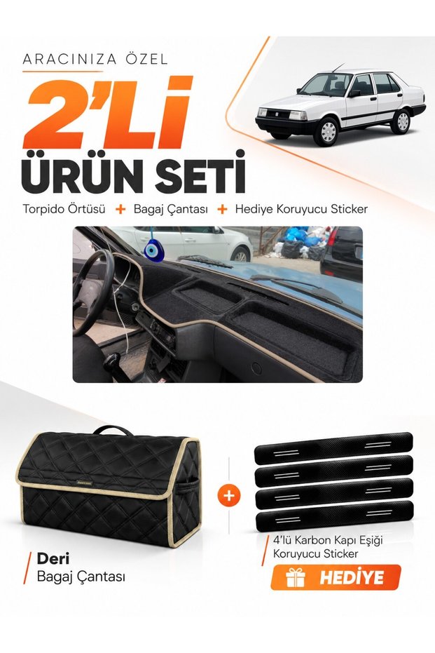 Tofaş Şahi̇n Doğan Kartal Low Bonnet (1981-2002) Compatible Torpedo Cover + Leather Bag Set - Tf001