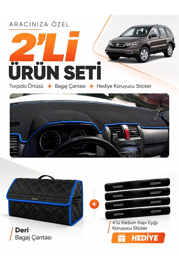 Honda Cr-V (2007-2012) Compatible Dashboard Cover + Leather Trunk Bag + Sticker Set - Ho015