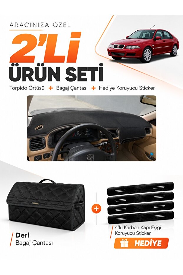 Rover 45 (1999-2005) Compatible Torpedo Cover + Leather Luggage Bag + Sticker Set - Ro002