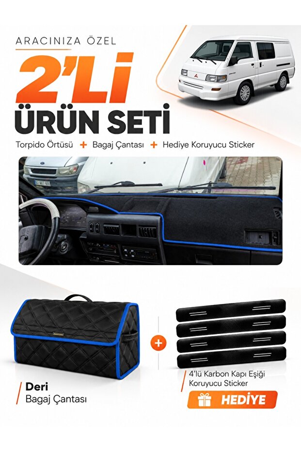 Mitsubishi L300 (2000-2010) Compatible Torpedo Cover + Leather Luggage Bag + Sticker Set - Mi011
