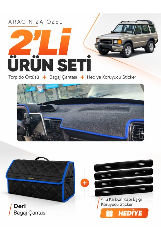Glove Box Cover + Leather Trunk Bag + Sticker Set Compatible with Land Rover Discovery 2 (1998-2004) - Lr002