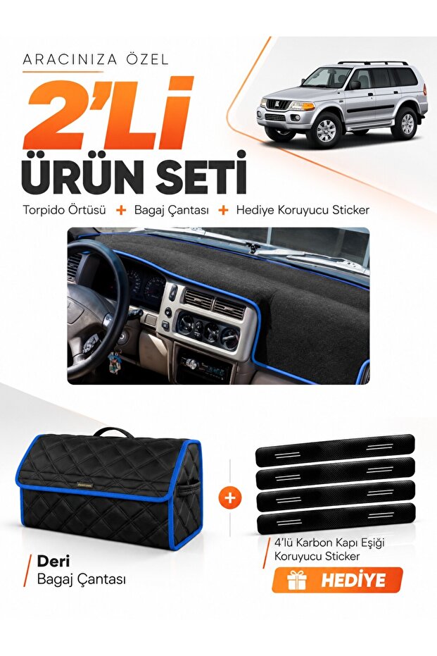 Mitsubishi Montero Sport (1996-2009) Compatible Dashboard Cover + Leather Trunk Bag Set - Mi015