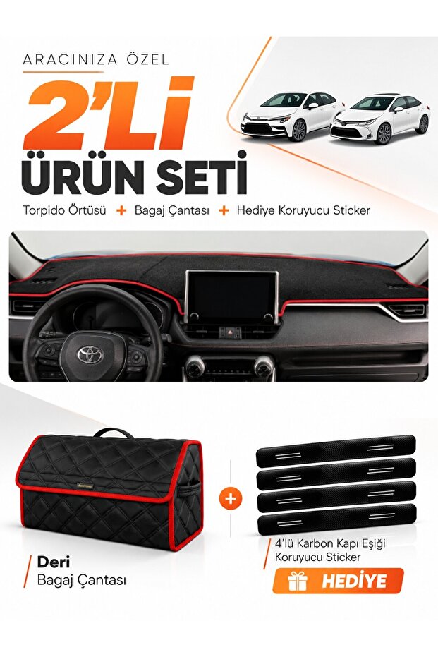 Toyota Corolla E210 with Ghost Indicator (2018-2026) Compatible Dashboard Cover + Leather Bag Set - To017