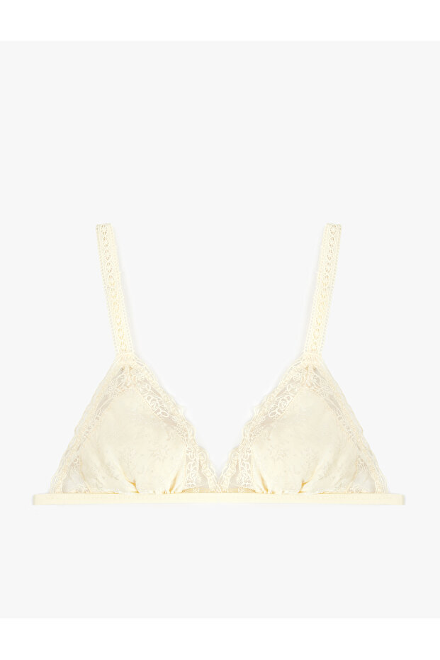 Comfortable Fit Viscose Embroidered Strappy Non-Wired Non-Padded Lace Bra