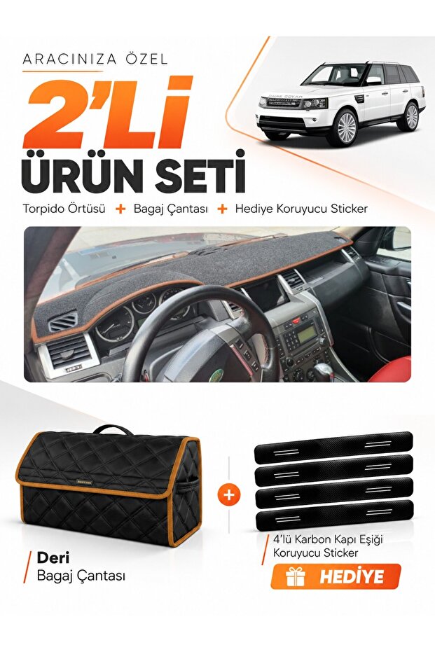 Land Rover Range Rover Sport (2005-2013) Compatible Dashboard Cover + Leather Trunk Bag Set - Lr004