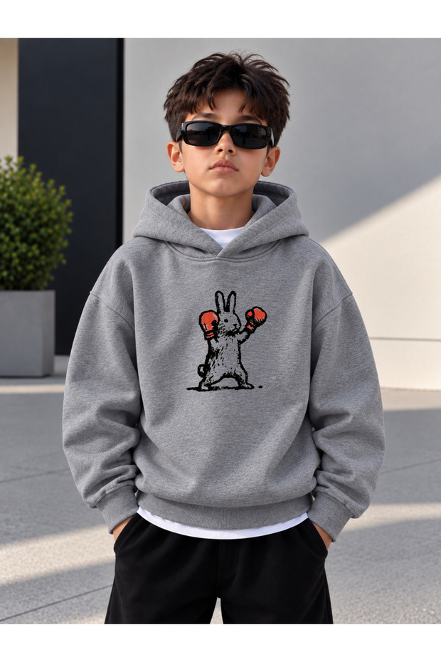 Sweatshirt (Hooded) Boys' 3 Thread Raster Printed Winter Hoodie