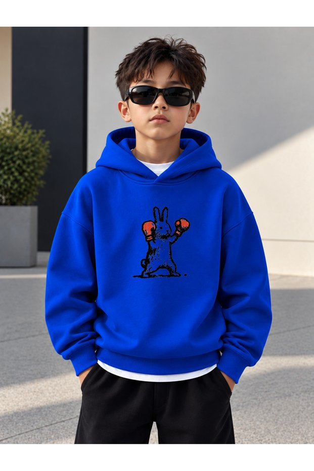 Sweatshirt (Hooded) Boys' 3 Thread Raster Printed Winter Hoodie