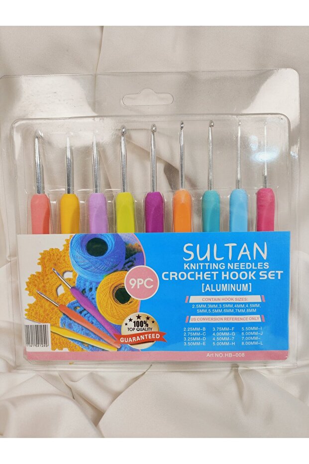Aluminum Crochet Hook Set with Soft Handle, 9 Pieces (2 - 6 mm)