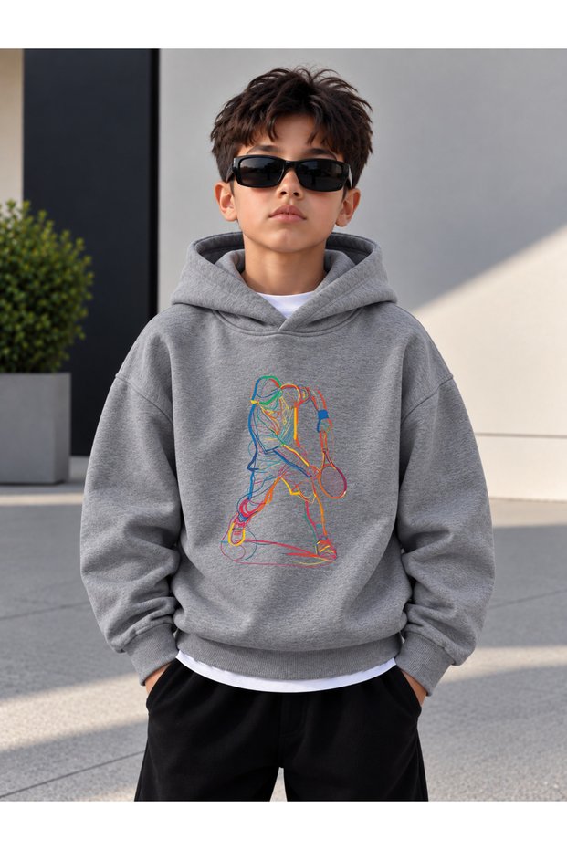 Sweatshirt (Hooded) Boys' 3 Thread Raster Printed Winter Hoodie