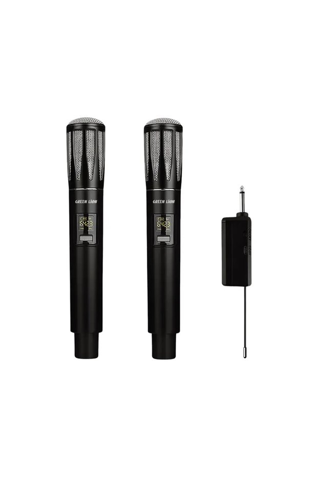 Wireless Dual Mic Cordless Microphone - Black
