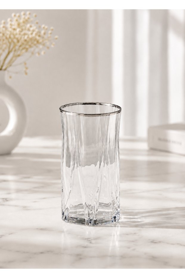 Set of 6 Nehir Platinum (Silver) Soft Drink Glasses
