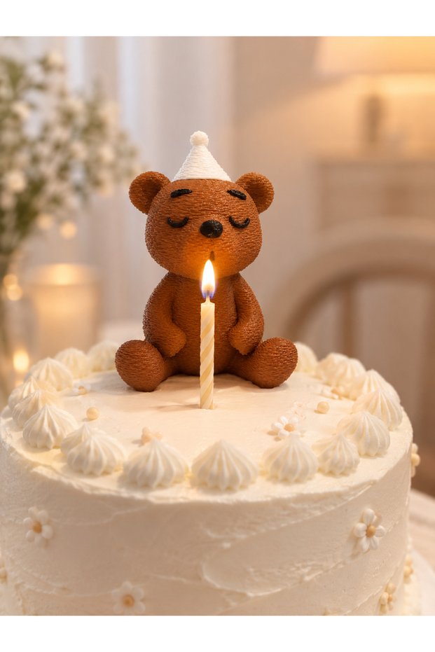 Birthday Cake Decoration with Teddy Bear Figure – Party Cake Decor – Cute Bear Figurine Ornament