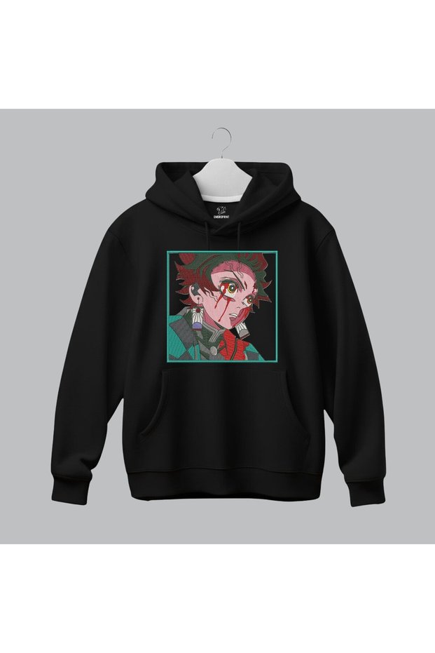 Tanjiro Kamado Demon Slayer Anime Embroidered Hooded Sweatshirt Unisex Hoodie