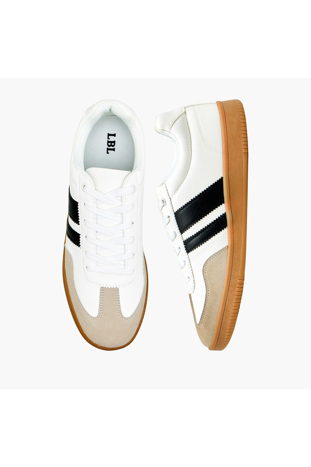 Men Striped Lace-Up Ankle Sneakers