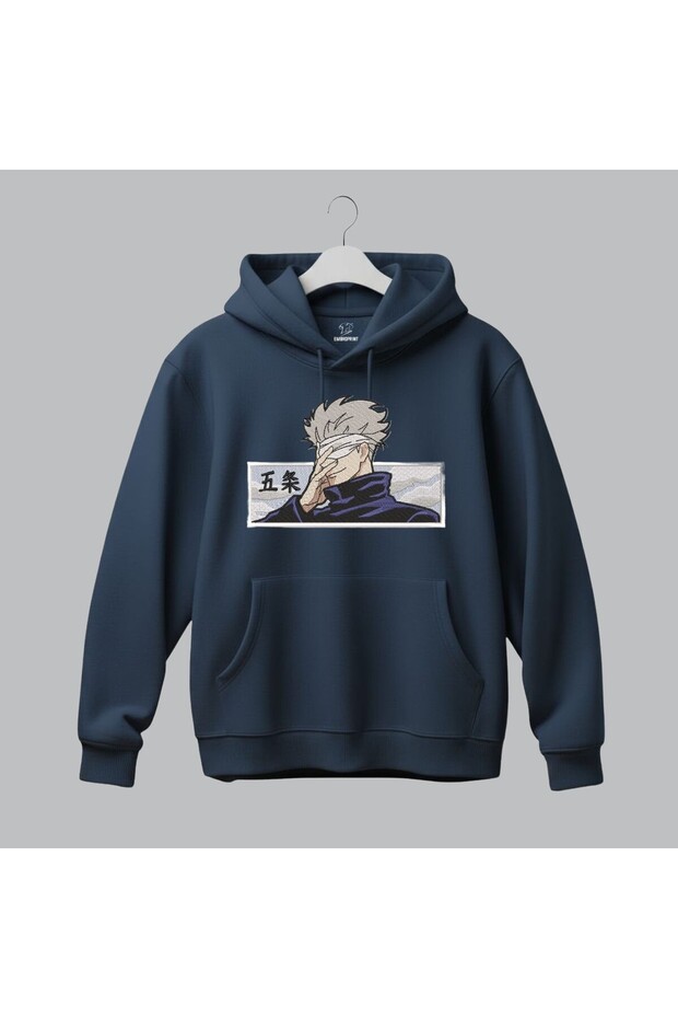 Gojo Satoru Jujutsu Kaisen Anime Embroidered Hooded Sweatshirt Unisex Hoodie