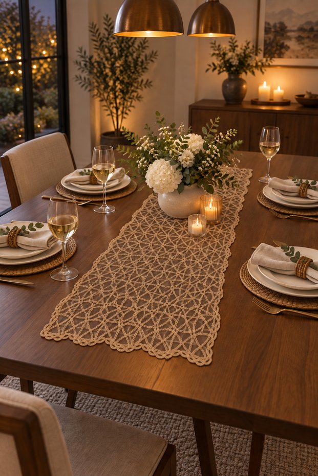 Lace-Look Runner for Everyday & Special Occasions – Stylish Addition for Dining Table, Nightstand, Coffee Table & Display Cabinet