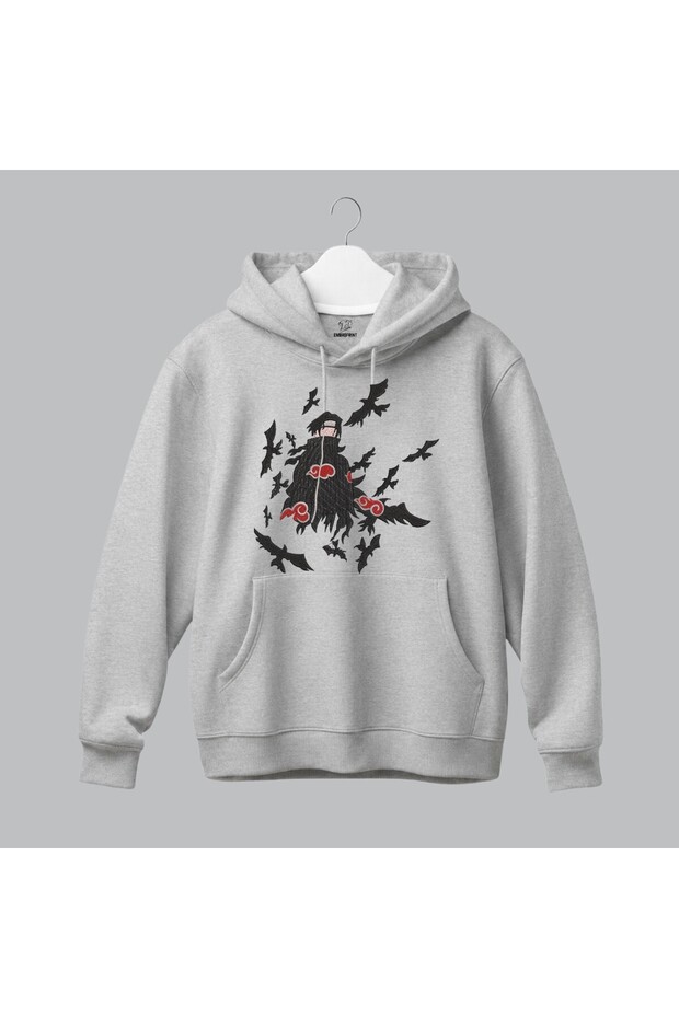 Itachi Uchiha Kuzgun Naruto Anime Embroidered Hooded Sweatshirt Unisex Hoodie