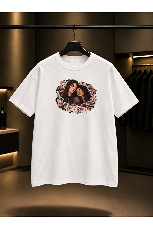 Skins Rich & Grace — Collage Printed Unisex 100% Cotton White T-Shirt