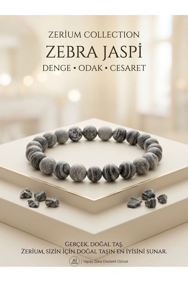 Real Natural Stone Bracelet Internal Strength - Courage and Balance Zebra Jasper Stone