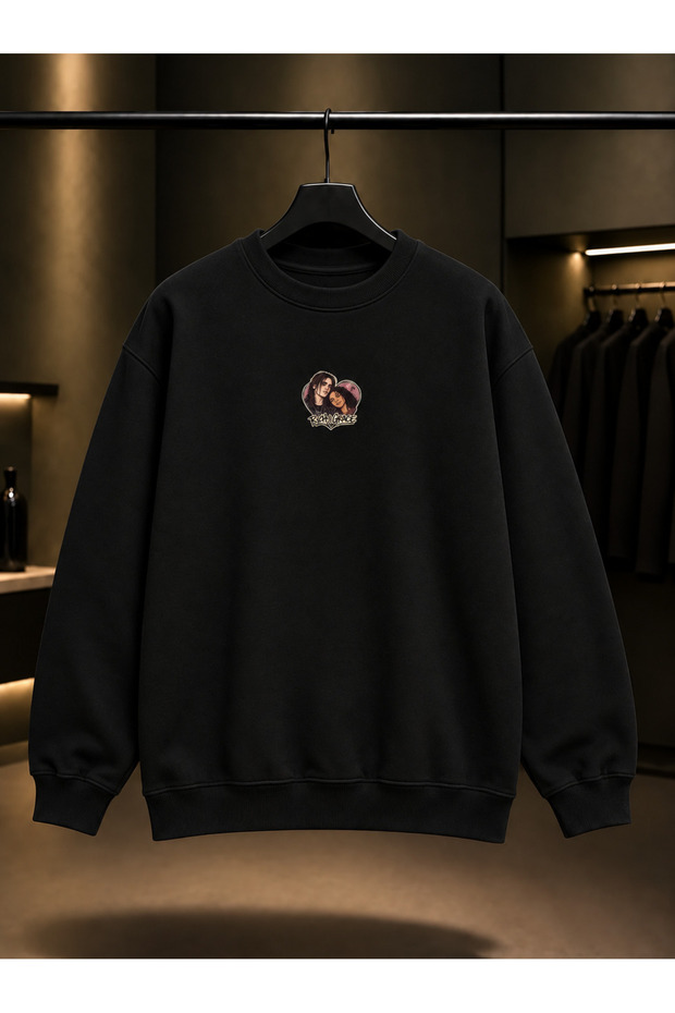 Skins Rich & Grace — Mini Printed Unisex 100% Cotton Black Crew Neck Sweatshirt