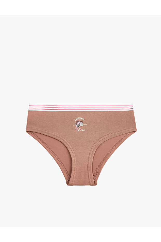 Contrast Tape Cotton Printed Brief Panties