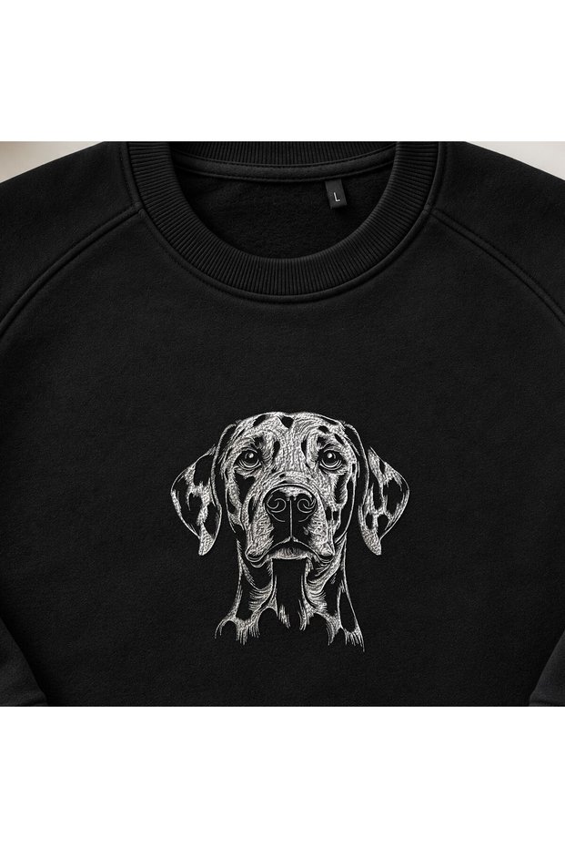 Realistic Dalmatian Dog Embroidered Crew Neck Sweatshirt Unisex