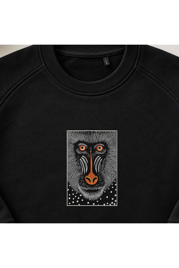 Soyut Mandril Embroidered Crew Neck Sweatshirt Unisex