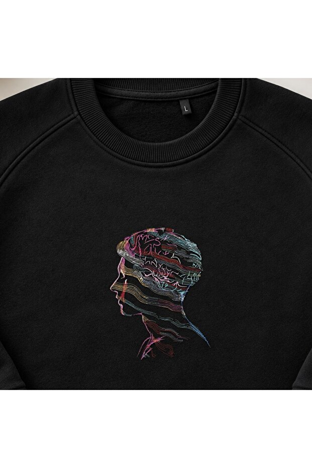Abstract Mind Psychedelic Art Embroidered Crewneck Sweatshirt Unisex