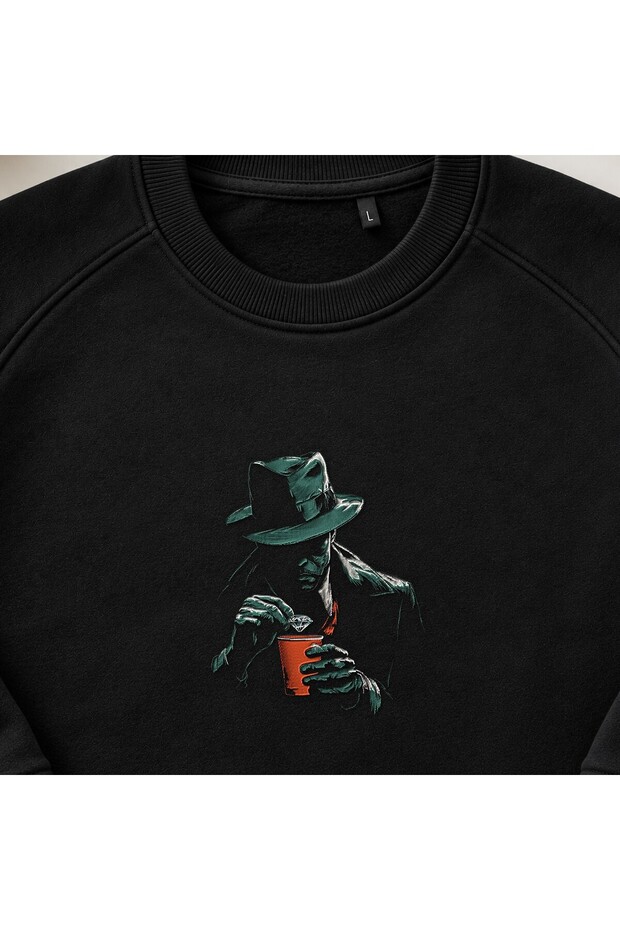 Vintage Diamond Detective Noir Embroidered Crew Neck Sweatshirt Unisex