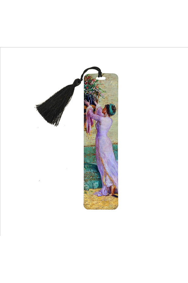Vase placing girl (osman hamdi bey) printed bookmark 5x19 bookmark-107