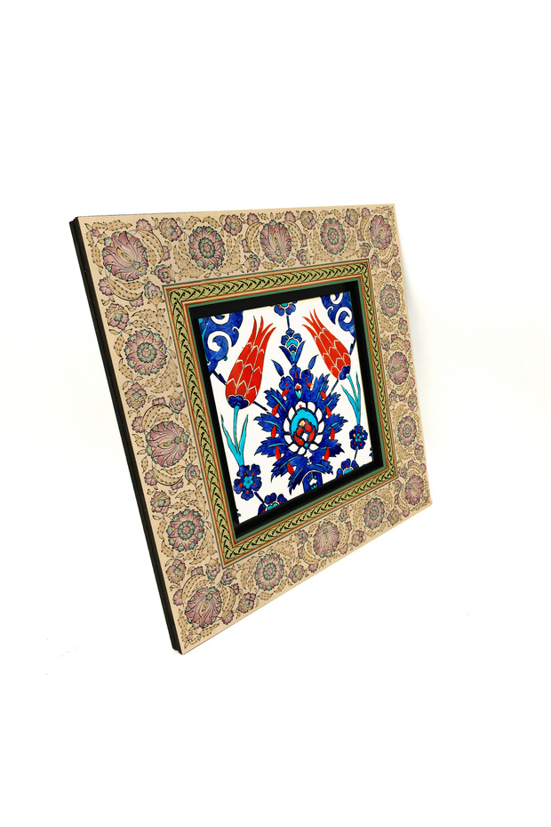 Tile Pattern Printed 20X20 Mdf Gilded Table 1G-Çini1