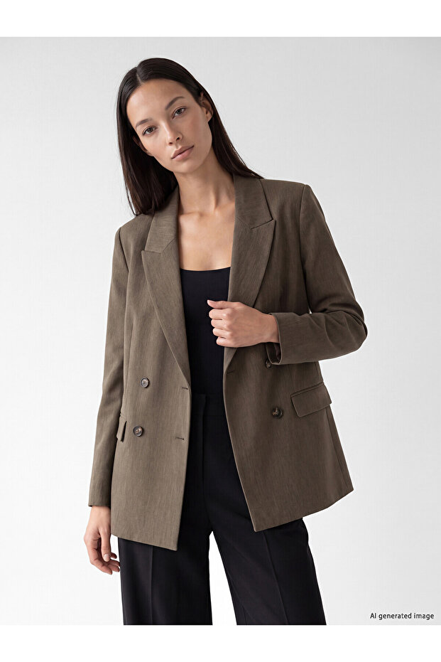 Alita City with a Difference in Color Lcw Studio Brown Polyviscon Plain Standard & Regular Women's Blazer Jacket