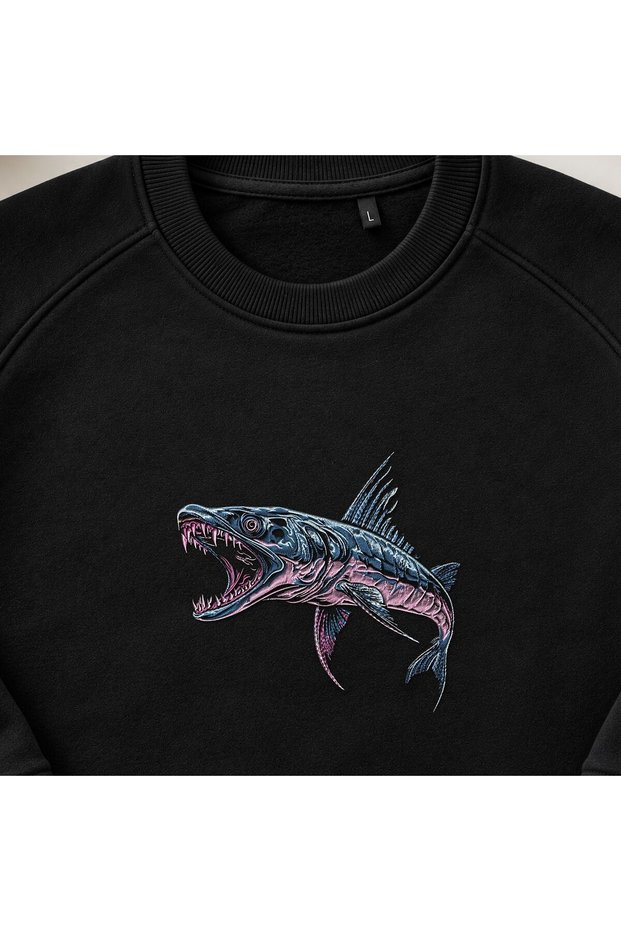 Ocean Hunter Wild Fish Embroidered Crew Neck Sweatshirt Unisex