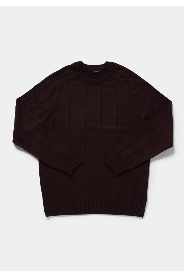 Regular Fit Round Neck Jacquard Men's Purple Sweater