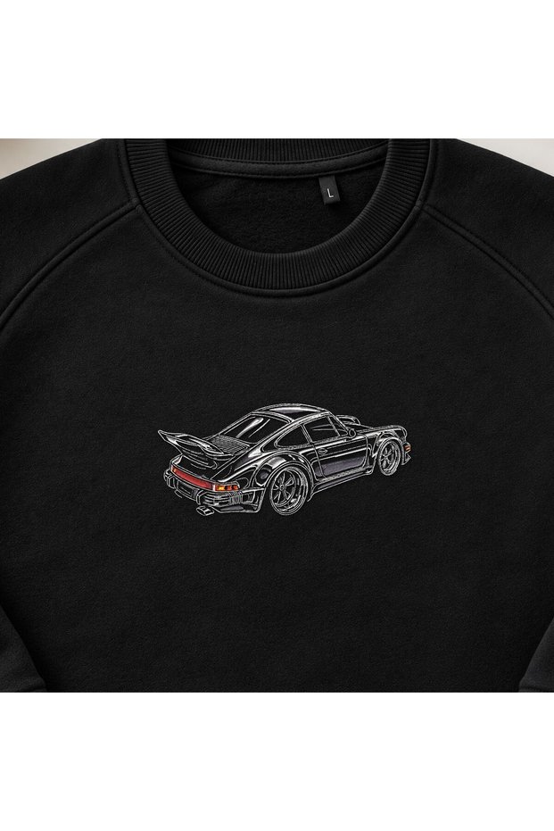 Retro Sports Coupe Car Embroidered Crew Neck Sweatshirt Unisex