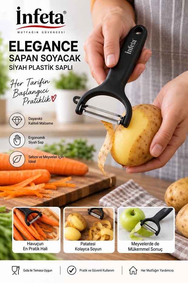 Black Plastic Handle Slingshot Peeler Vegetable Fruit Peeler Ergonomic Kitchen Peeler