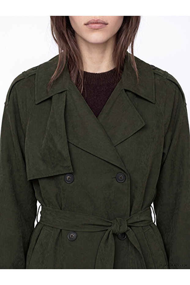 Esvab • Modern & Distinctive Belted Women's Gabardine Trench Coat