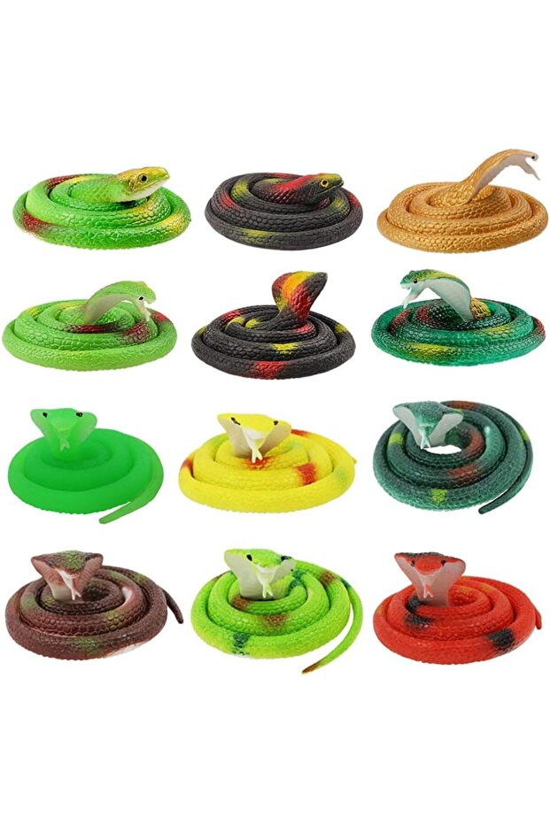TOYANDONA 12 Pcs Rubber Snake Toy Simulation Grass Cobra Snake Fake Animal Figures Garden Joke Prank Prop for Party Decor