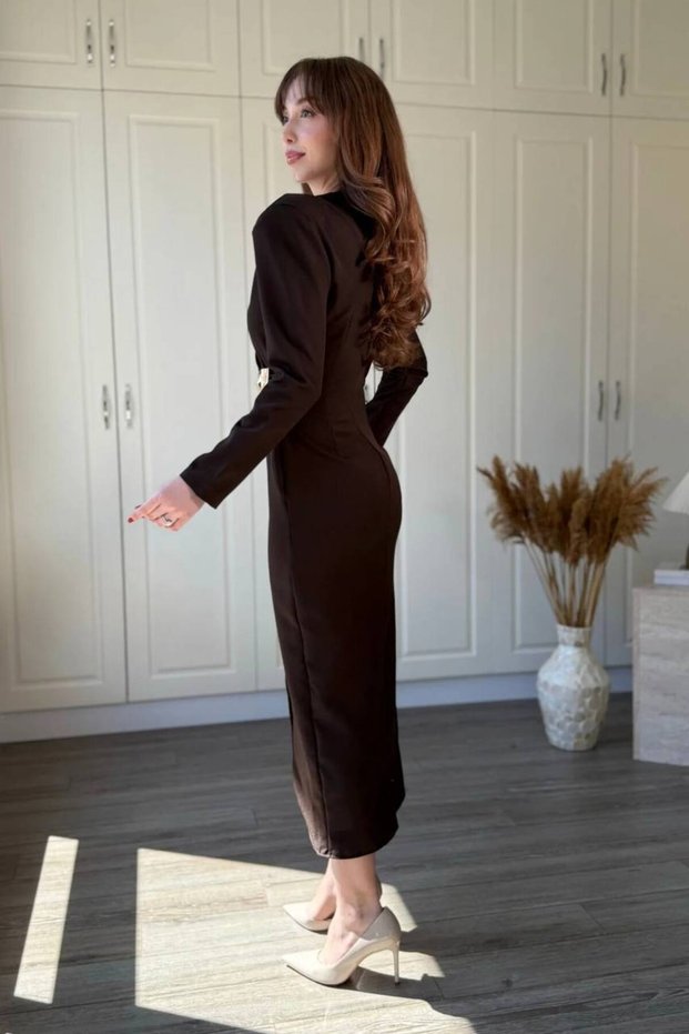 Button Detailed Long Dress