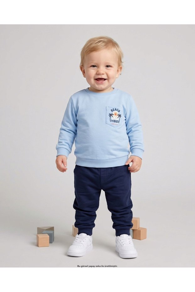 Baby Boy 1-2-3-4 Years Seasonal Thin Cotton Compact Top and Bottom Tracksuit Set, Back Printed