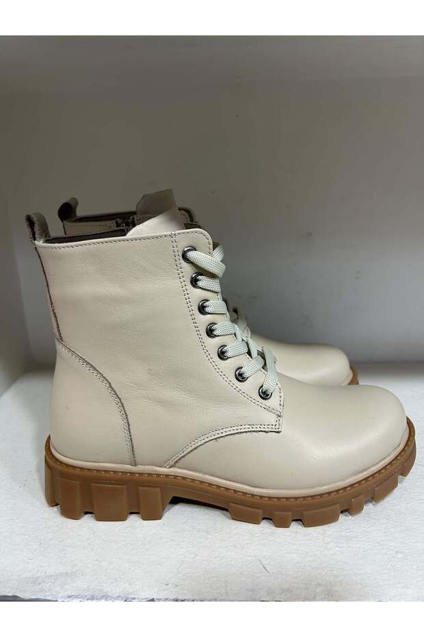 Children's Genuine Leather Orthopedic Boots Cream