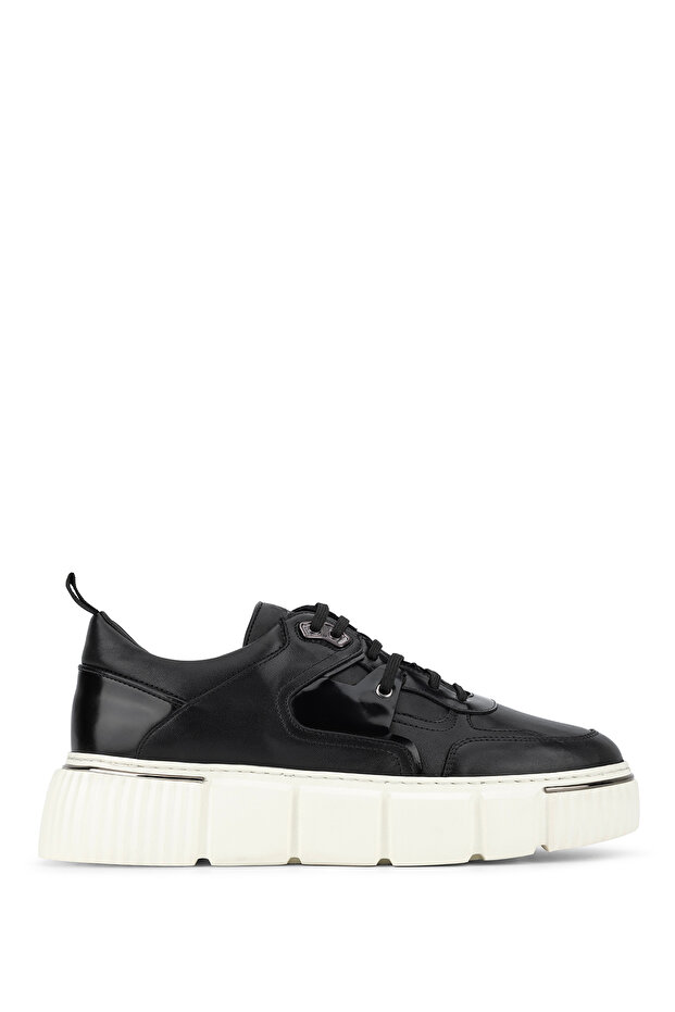 Men's Genuine Leather Black Sneakers & Sports Shoes