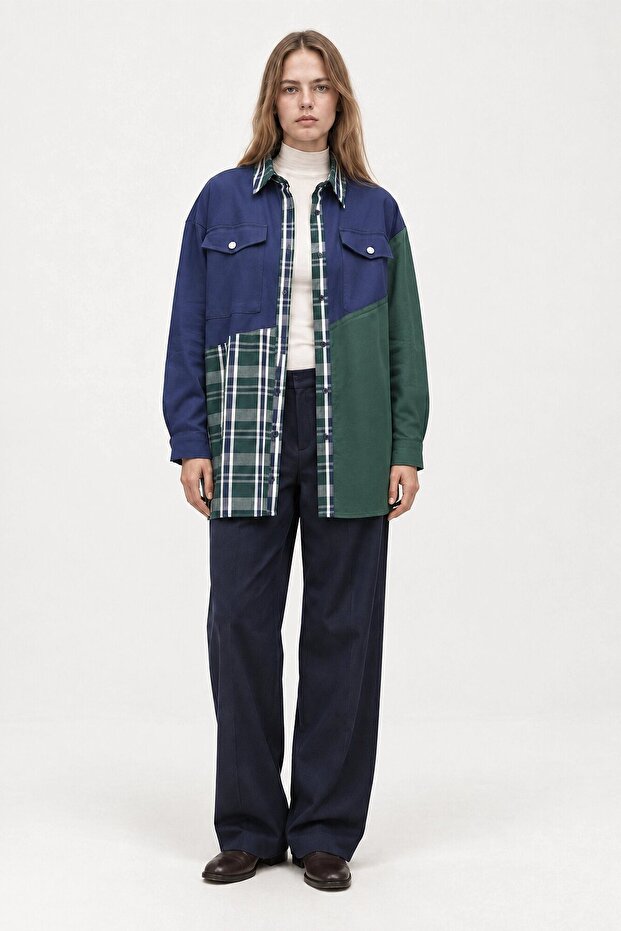 Plaid Piecewise Shirt