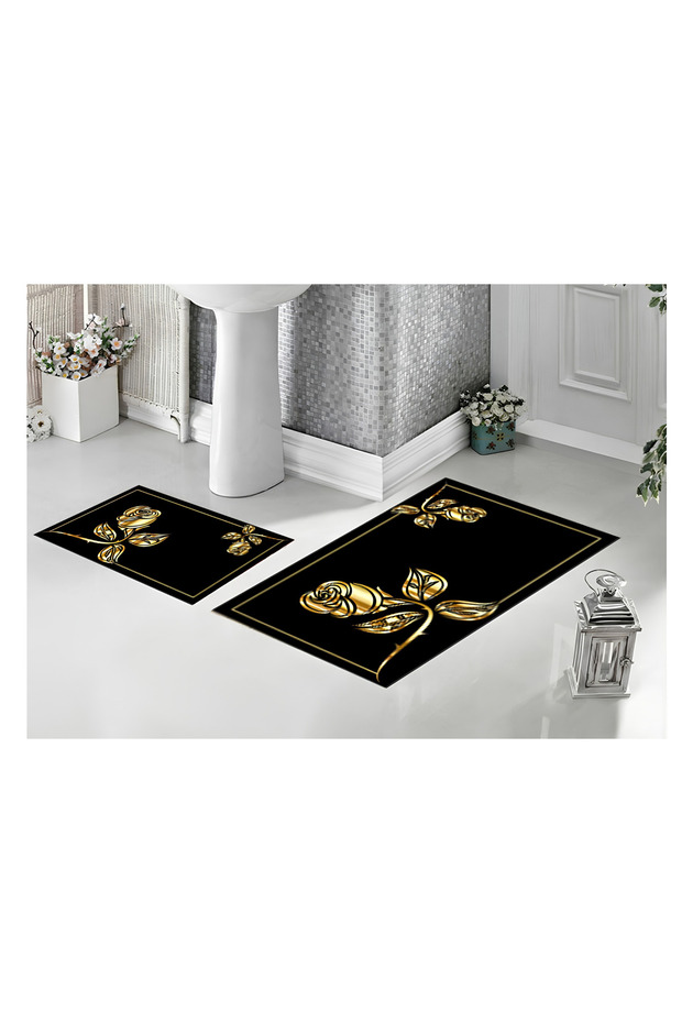 Digital Printed Non-Slip Base Set of 2 Bath Mats Non-Slip Base Toilet Set